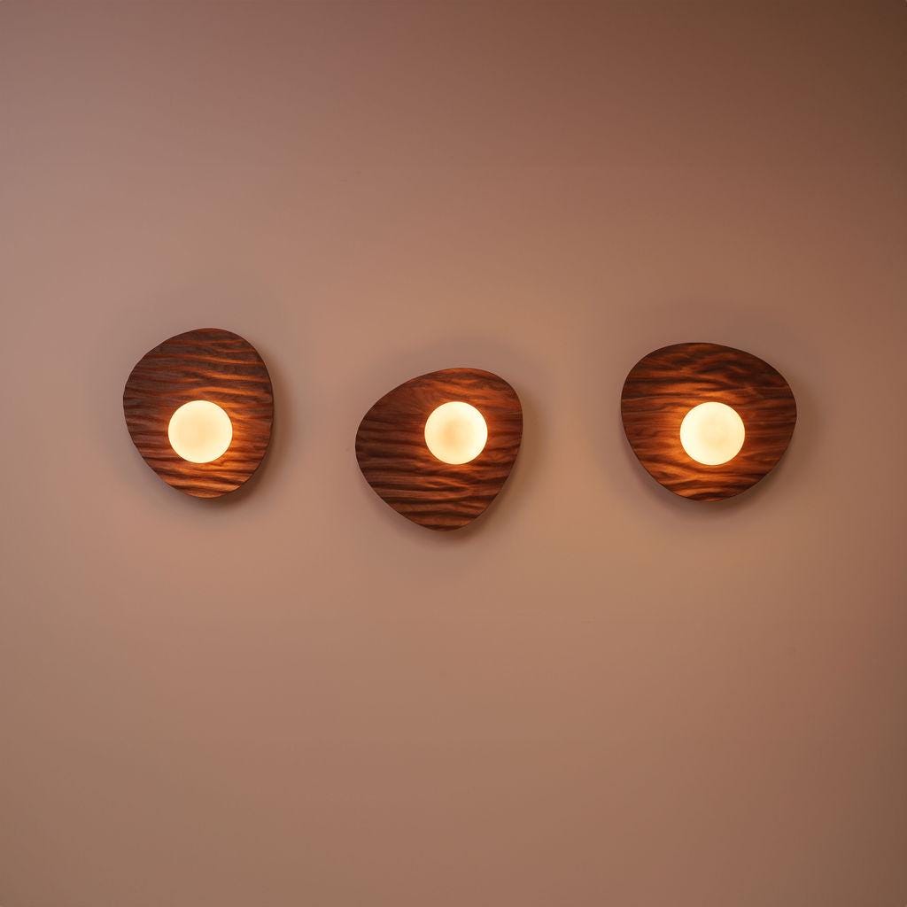 Set of 3 Towan Wall Light in Solid Oak/Walnut by StudioHaran