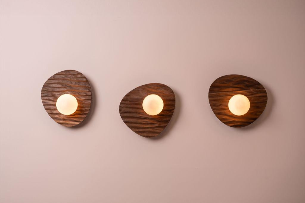 Set of 3 Towan Wall Light in Solid Oak/Walnut by StudioHaran