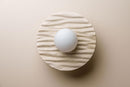 Speckle Cream Matt Porth Flush Mount Ceiling Light in Ceramic and Oak by StudioHaran
