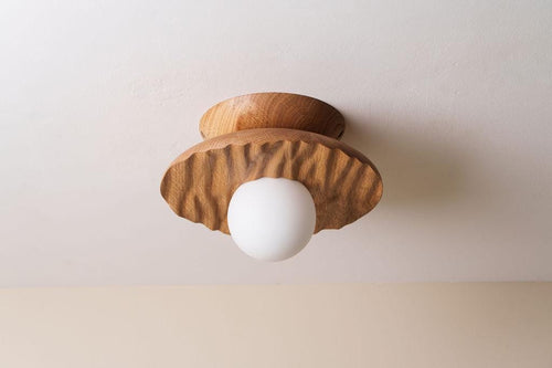 Porth Flush Mount Ceiling Light in Solid Oak by StudioHaran