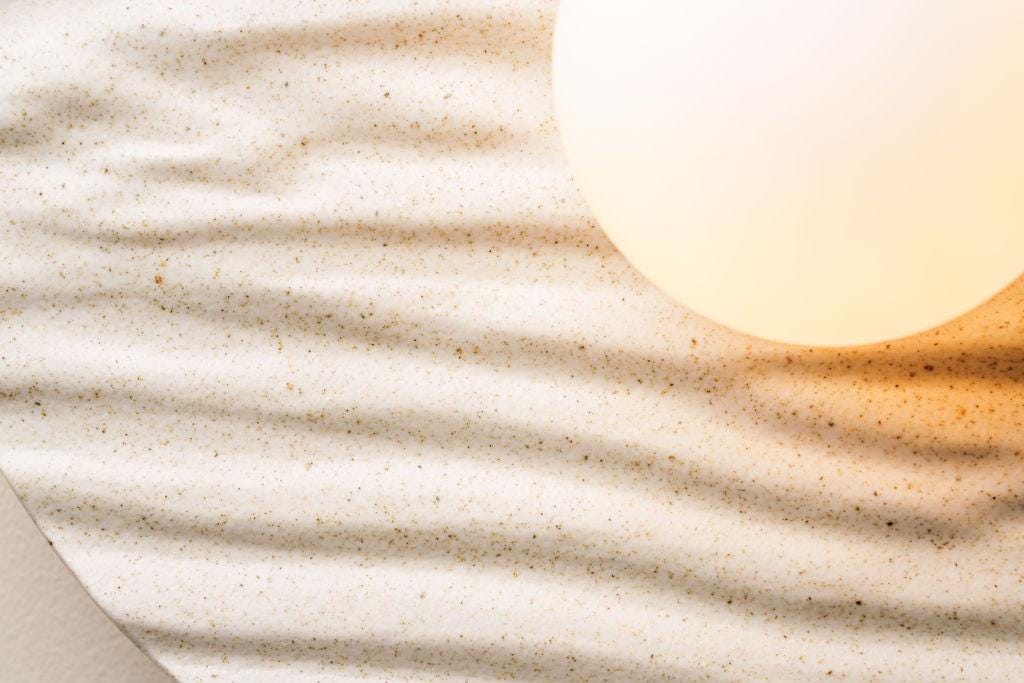 Speckled Cream Matt Towan Wall Light in Ceramic and Oak by StudioHaran
