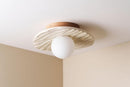 Speckle Cream Matt Towan Ceiling Light in Solid Ceramic and Oak by StudioHaran