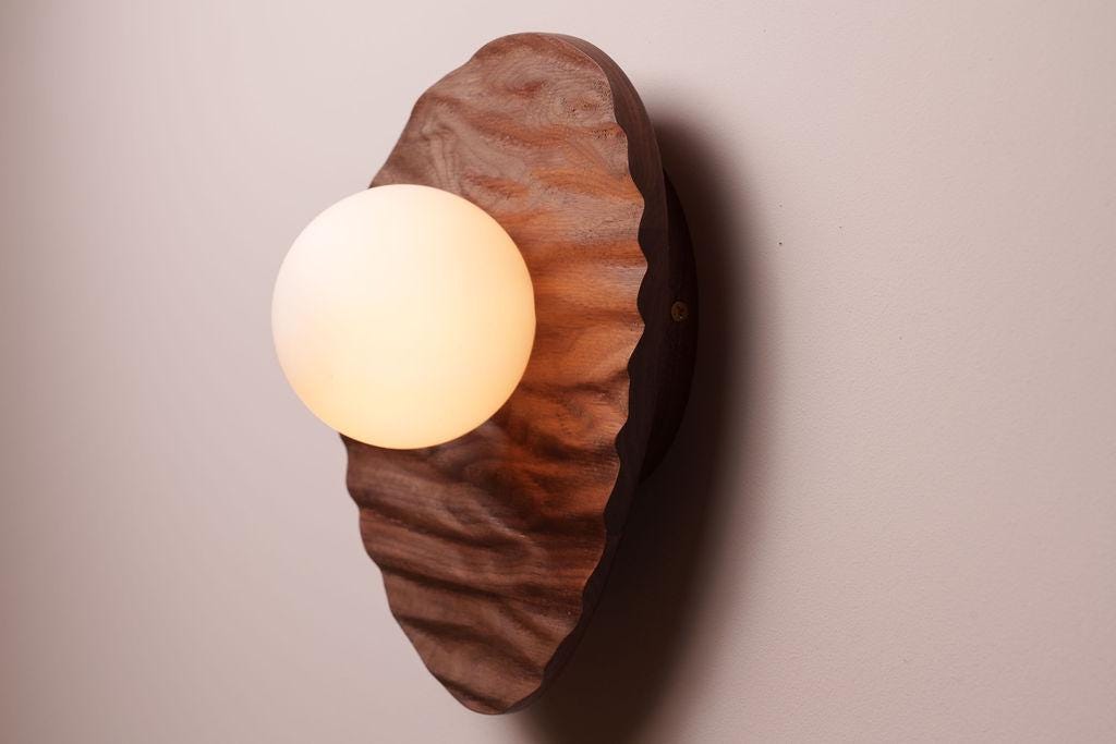 Towan Wall Light in Solid Oak/Walnut by StudioHaran