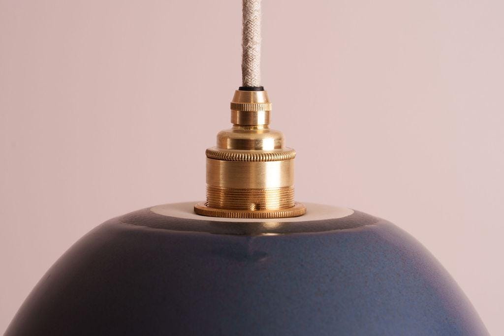 Blue Small Dusk Ceramic Lamp Shade and Pendant Set