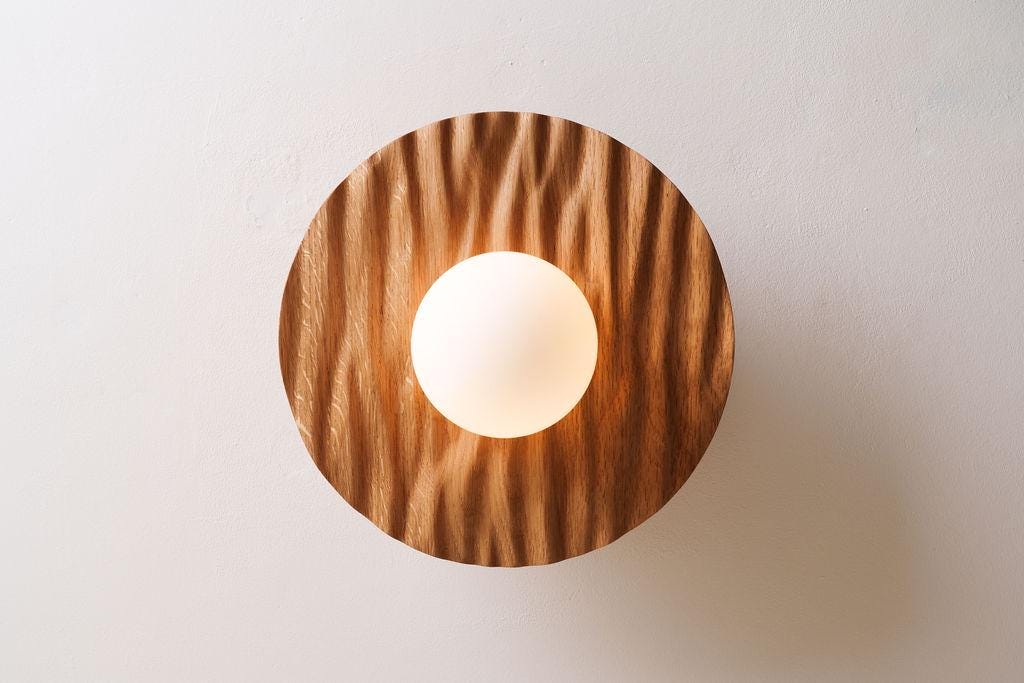 Porth Flush Mount Ceiling Light in Solid Oak by StudioHaran