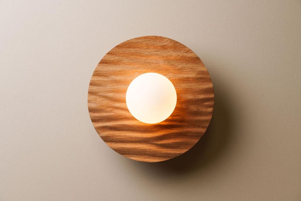 Porth Flush Mount Wall Light in Solid Oak