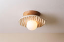 Speckle Cream Matt Porth Flush Mount Ceiling Light in Ceramic and Oak by StudioHaran