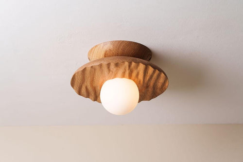 Porth Flush Mount Ceiling Light in Solid Oak by StudioHaran