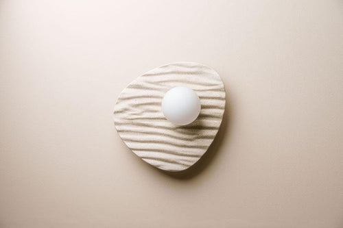 Speckled Cream Matt Towan Wall Light in Ceramic and Oak by StudioHaran