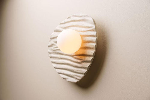 Speckled Cream Matt Towan Wall Light in Ceramic and Oak by StudioHaran