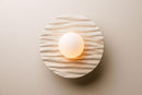 Speckled Cream Matt Porth Flush Mount Wall Light in Ceramic and Oak by StudioHaran