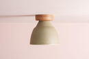 Green Small Element Flush Mount Ceiling Light in Ceramic and Oak by StudioHaran