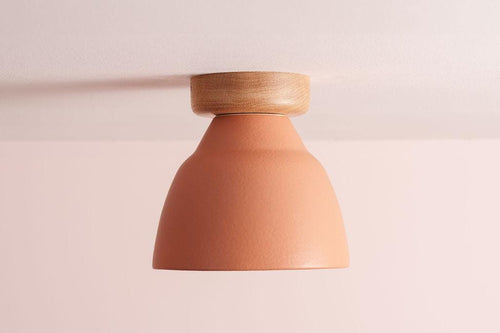 Terracotta Small Element Flush Mount Ceiling Light in Ceramic and Oak by StudioHaran
