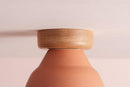 Terracotta Small Element Flush Mount Ceiling Light in Ceramic and Oak by StudioHaran