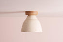 Speckled Cream Gloss Small Element Flush Mount Ceiling Light in Ceramic and Oak by StudioHaran