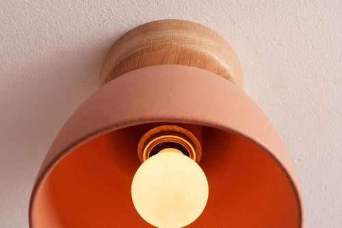 Terracotta Small Element Flush Mount Ceiling Light in Ceramic and Oak by StudioHaran