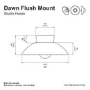 Blue and White Dawn Flush Mount Ceiling Light in Ceramic and Oak by StudioHaran