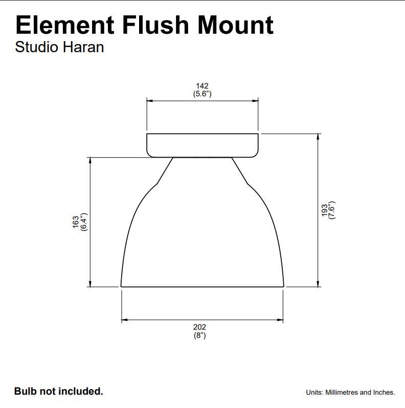 Technical drawing of an Element Flush Mount with dimensions labeled.