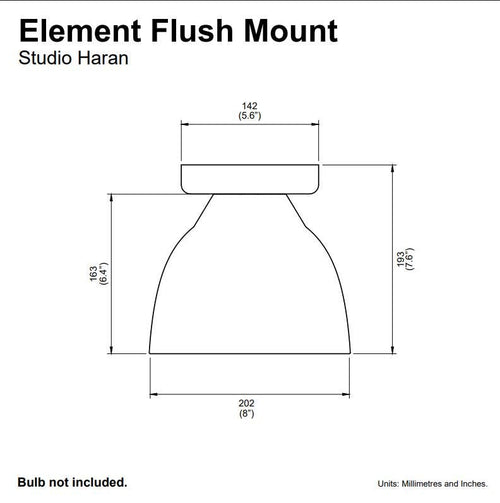 Technical drawing of an Element Flush Mount with dimensions labeled.