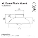 Technical drawing of XL Dawn Flush Mount with dimensions labeled