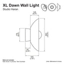 Technical drawing of XL Dawn Wall Light with dimensions in millimeters and inches.