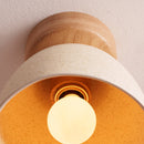 Speckled Cream Matt Small Element Flush Mount Ceiling Light in Ceramic and Oak