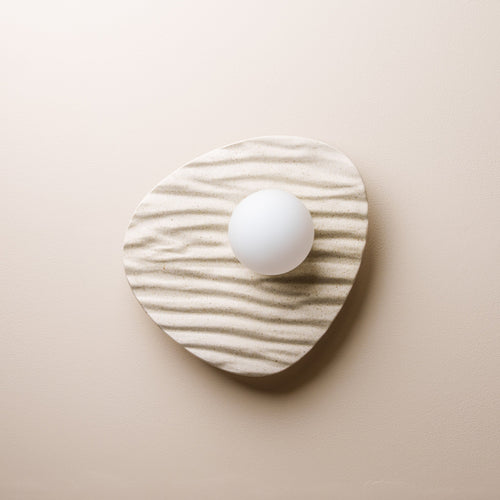 Speckled Cream Matt Towan Wall Light in Ceramic and Oak