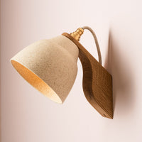 Speckled Cream Matt Element Wall Light in Ceramic and Oak