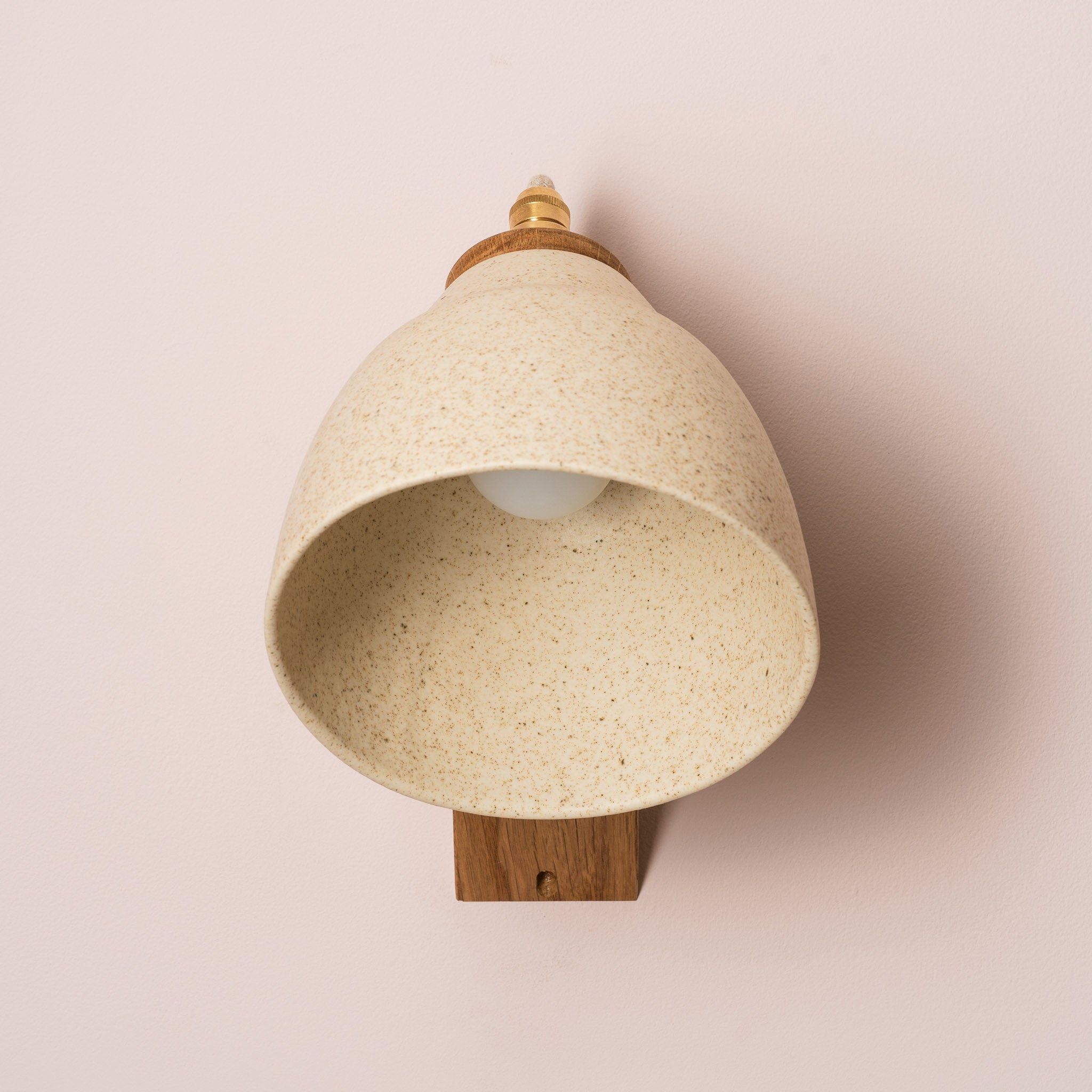 Speckled Cream Matt Element Wall Light in Ceramic and Oak