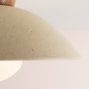 Speckled Cream Matt Dawn Flush Mount Ceiling Light in Ceramic and Oak