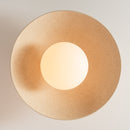 Speckled Cream Matt Dawn Flush Mount Ceiling Light in Ceramic and Oak