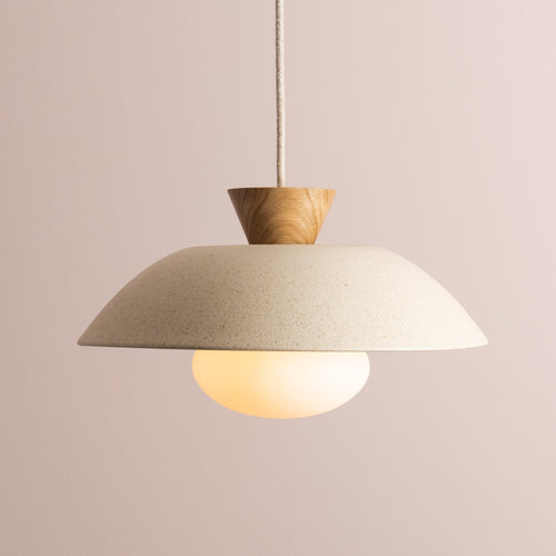 Dawn Pendant Light in Ceramic and Oak [OUTLET]