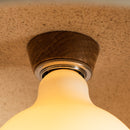 Speckled Cream Matt Dawn Pendant Light in Ceramic and Oak