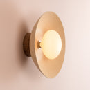 Speckled Cream Matt Dawn Wall Light Sconce in Ceramic and Oak