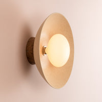 Speckled Cream Matt Dawn Wall Light Sconce in Ceramic and Oak