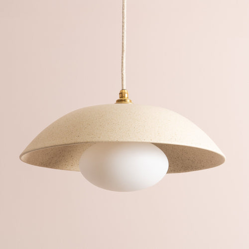 Speckled Cream Matt Dusk Ceramic Lamp Shade and Pendant Set