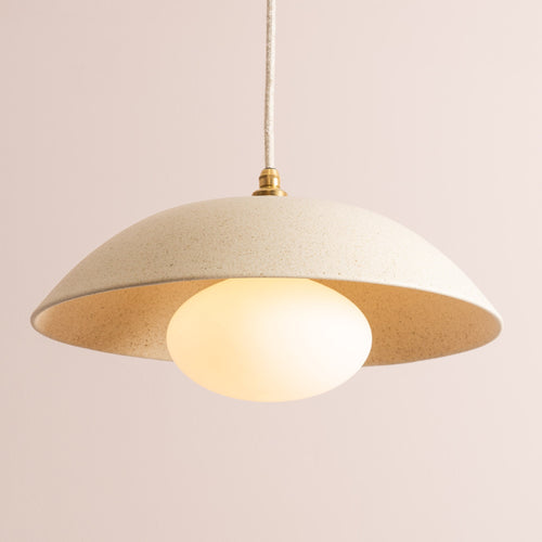 Speckled Cream Matt Dusk Ceramic Lamp Shade and Pendant Set