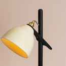 Speckled Cream Matt Element Floor Lamp in Solid Oak Wood and Ceramic