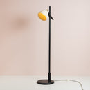 Speckled Cream Matt Element Floor Lamp in Solid Oak Wood and Ceramic