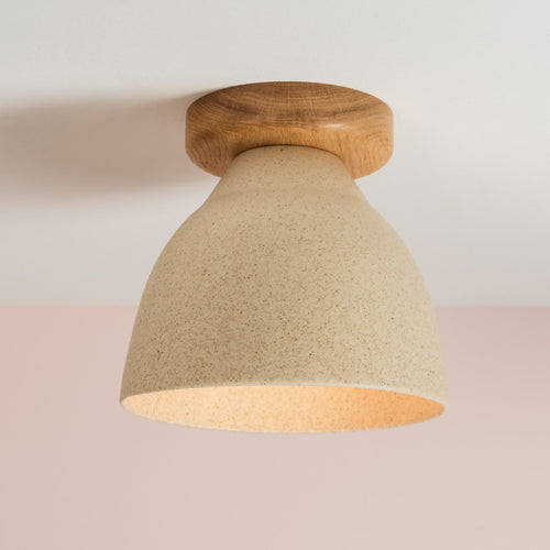 Element Flush Mount Ceiling Light in Ceramic and Oak [OUTLET]