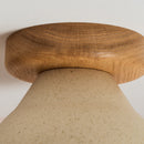 Speckled Cream Matt Element Flush Mount Ceiling Light in Ceramic and Oak