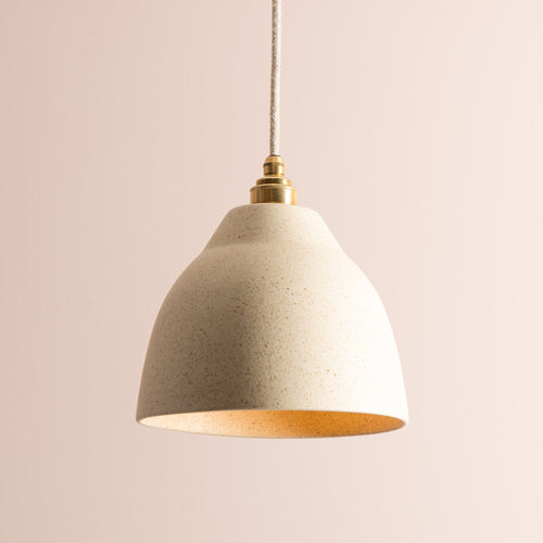 Speckled Cream Matt Element Pendant Light in Ceramic and Brass/Nickel
