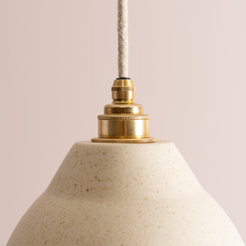 Speckled Cream Matt Element Pendant Light in Ceramic and Brass/Nickel