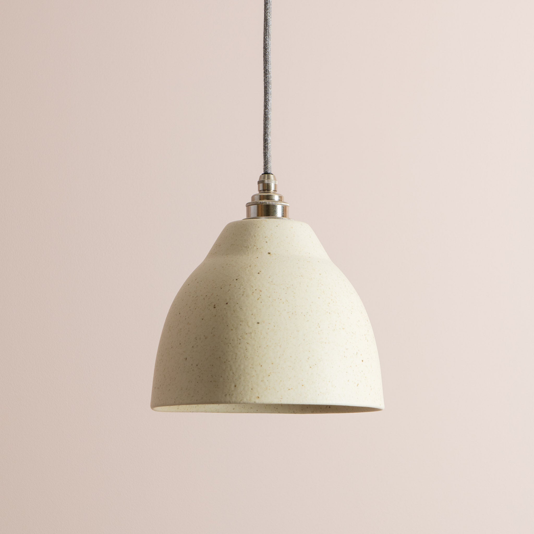 Speckled Cream Matt Element Pendant Light in Ceramic and Brass/Nickel