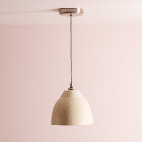 Speckled Cream Matt Element Pendant Light in Ceramic and Brass/Nickel
