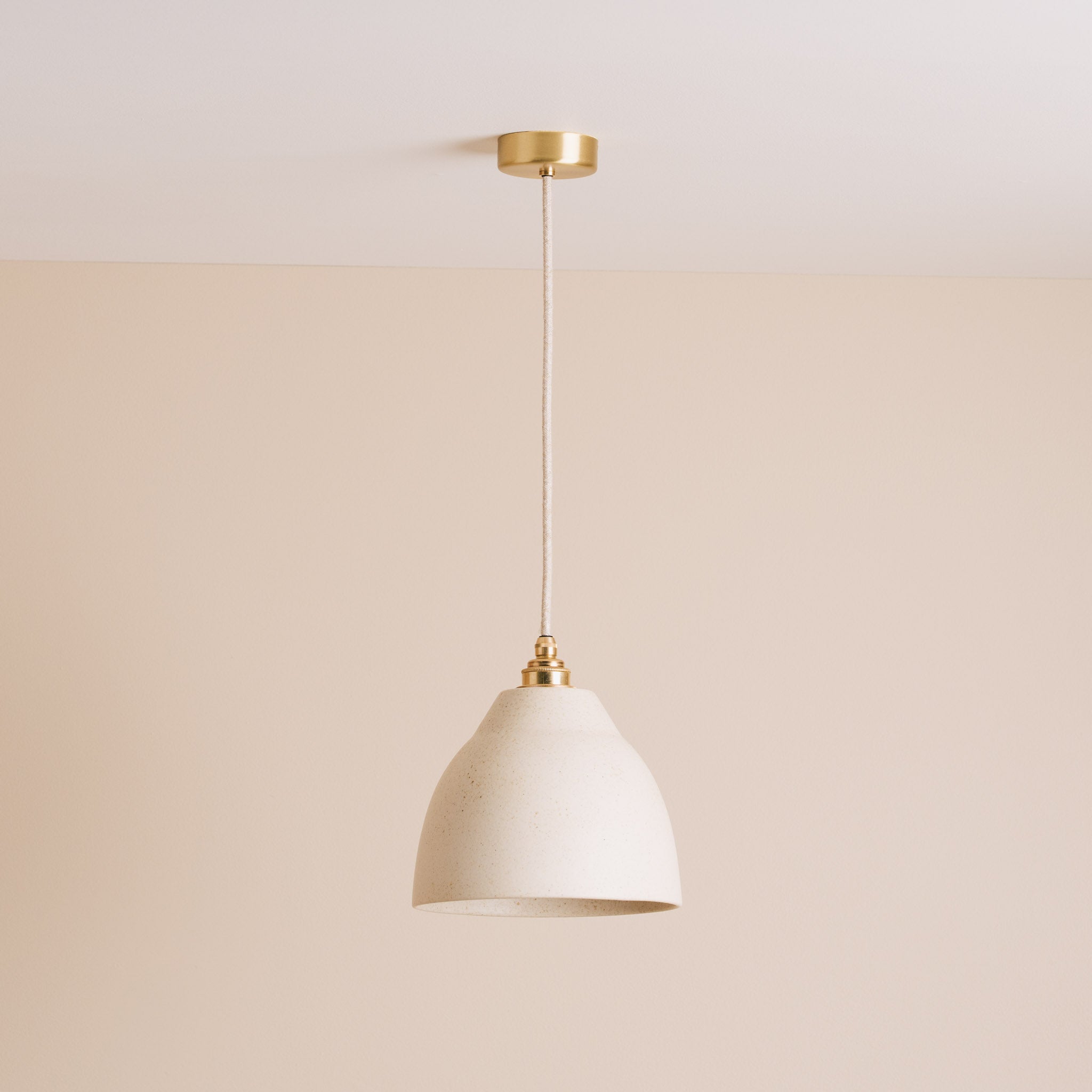 Speckled Cream Matt Element Pendant Light in Ceramic and Brass/Nickel