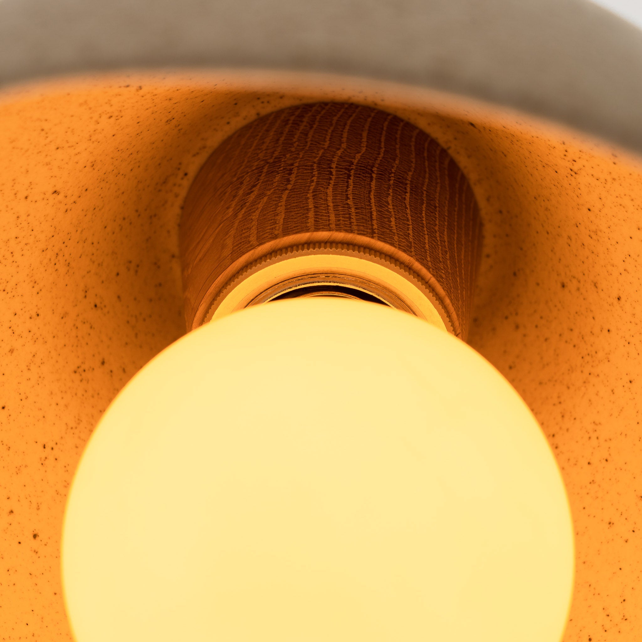 Speckled Cream Matt Element Pendant Light in Ceramic and Oak