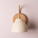 Speckled Cream Matt Flex Wall Light in Brass/Nickel, Ceramic and Oak - Small Element