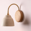 Speckled Cream Matt Flex Wall Light in Brass/Nickel, Ceramic and Oak - Small Element