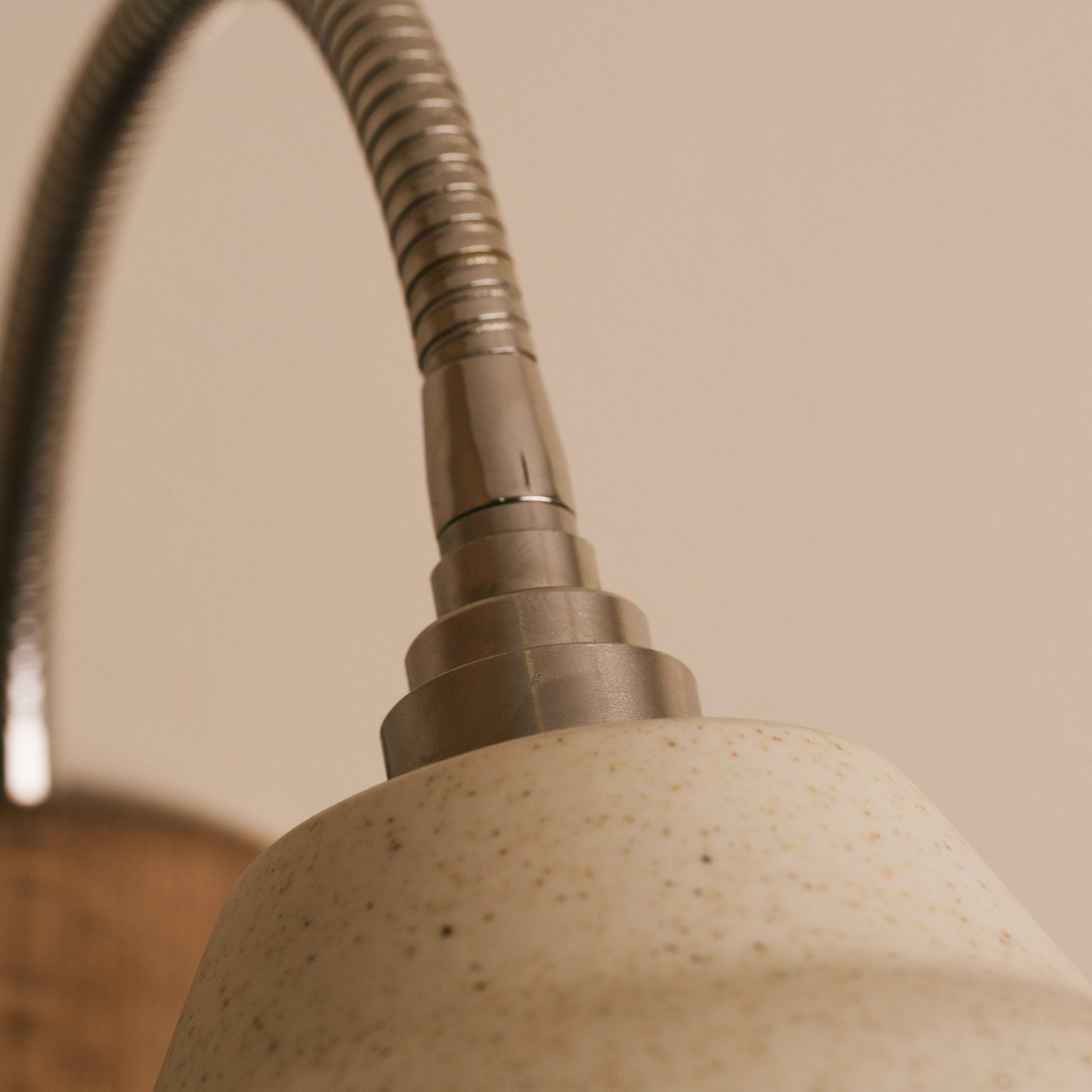 Speckled Cream Matt Flex Wall Light in Brass/Nickel, Ceramic and Oak - Small Element